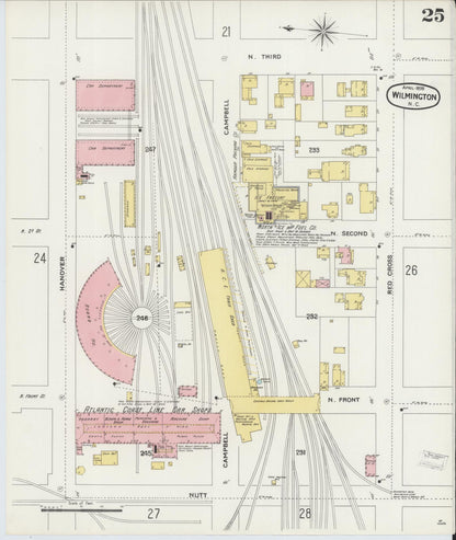 Sanborn Fire Insurance Map from Wilmington, New Hanover County, North Carolina (1898), Sheet #0025 - Complete Map Set gallery image, historic Sanborn map, vintage wall art, North Carolina North Carolina