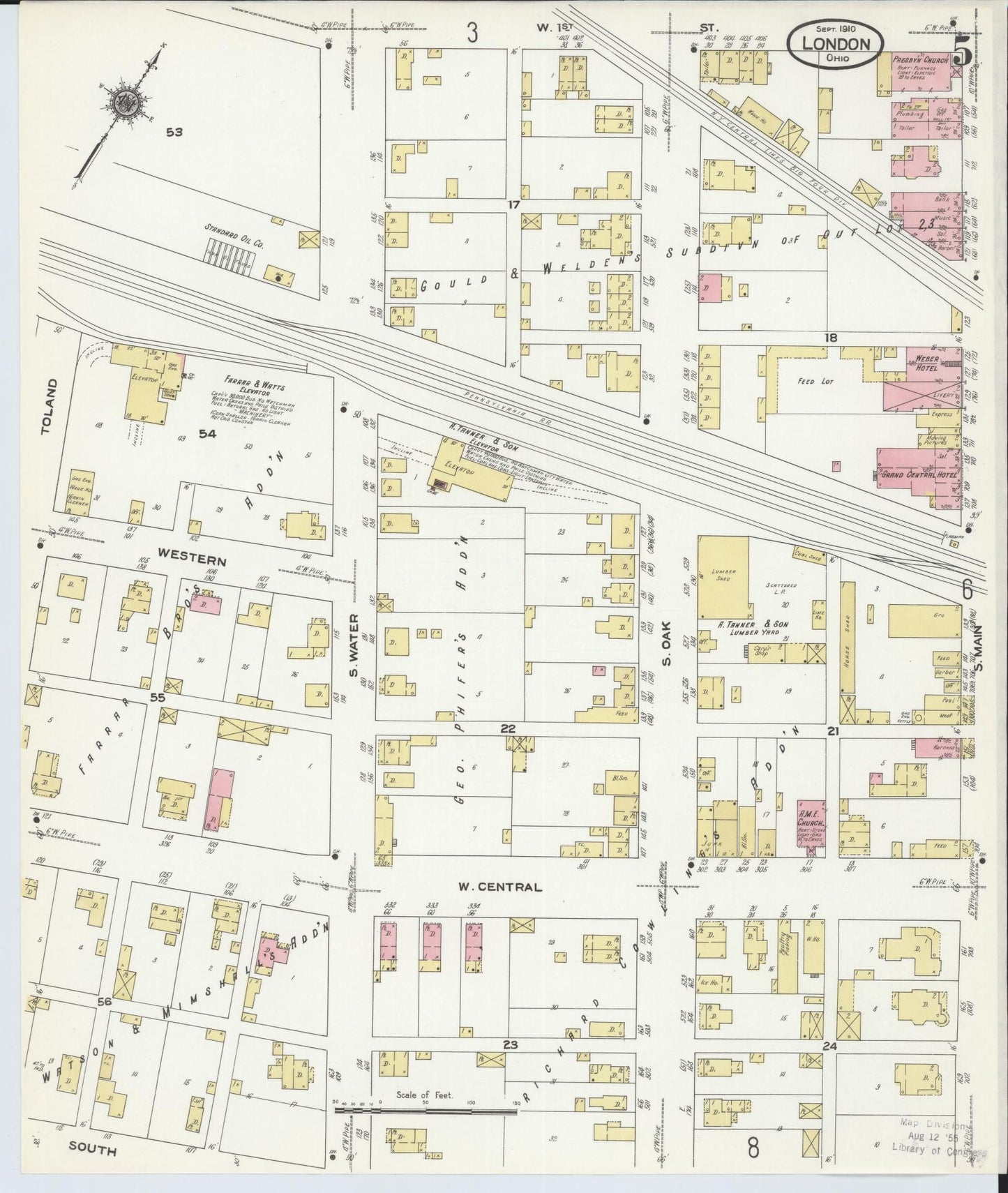 Sanborn Fire Insurance Map from London, Madison County, Ohio (1910), Sheet #0005 - Complete Map Set gallery image, historic Sanborn map, vintage wall art, Ohio Ohio