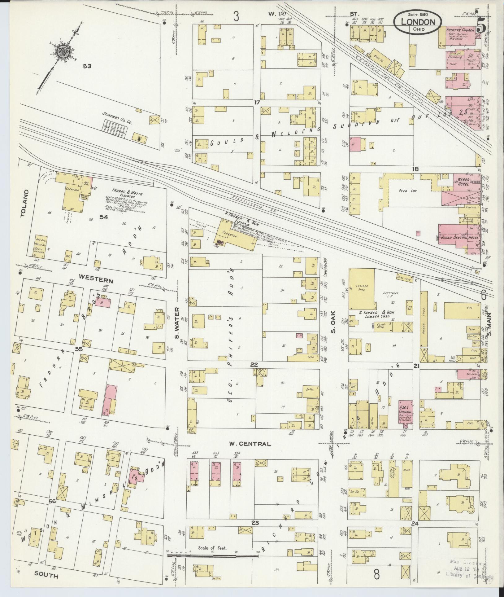 Sanborn Fire Insurance Map from London, Madison County, Ohio (1910), Sheet #0005 - Complete Map Set gallery image, historic Sanborn map, vintage wall art, Ohio Ohio