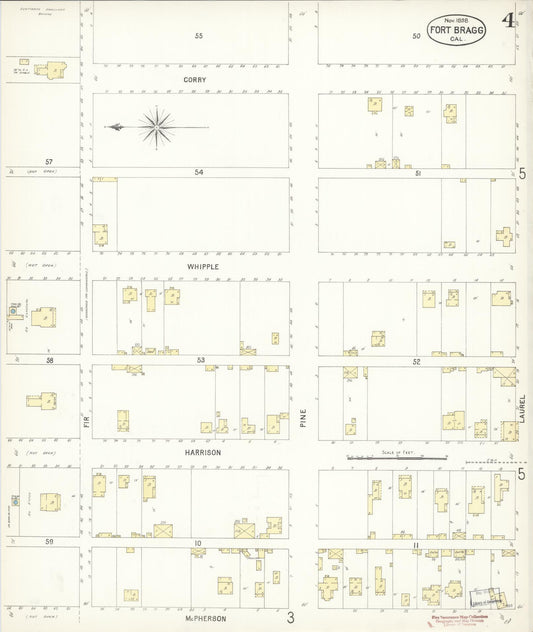 Sanborn Fire Insurance Map from Fort Bragg, Mendocino County, California (1898), Sheet #0004 - Historic Sanborn Fire Insurance Map Print, vintage old map wall art, antique decor, genealogy gift, California California map