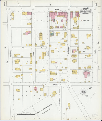 Sanborn Fire Insurance Map from Chandlerville, Cass County, Illinois (1900), Sheet #0004 - Historic Sanborn Fire Insurance Map Print, vintage old map wall art, antique decor, genealogy gift, Illinois Illinois map
