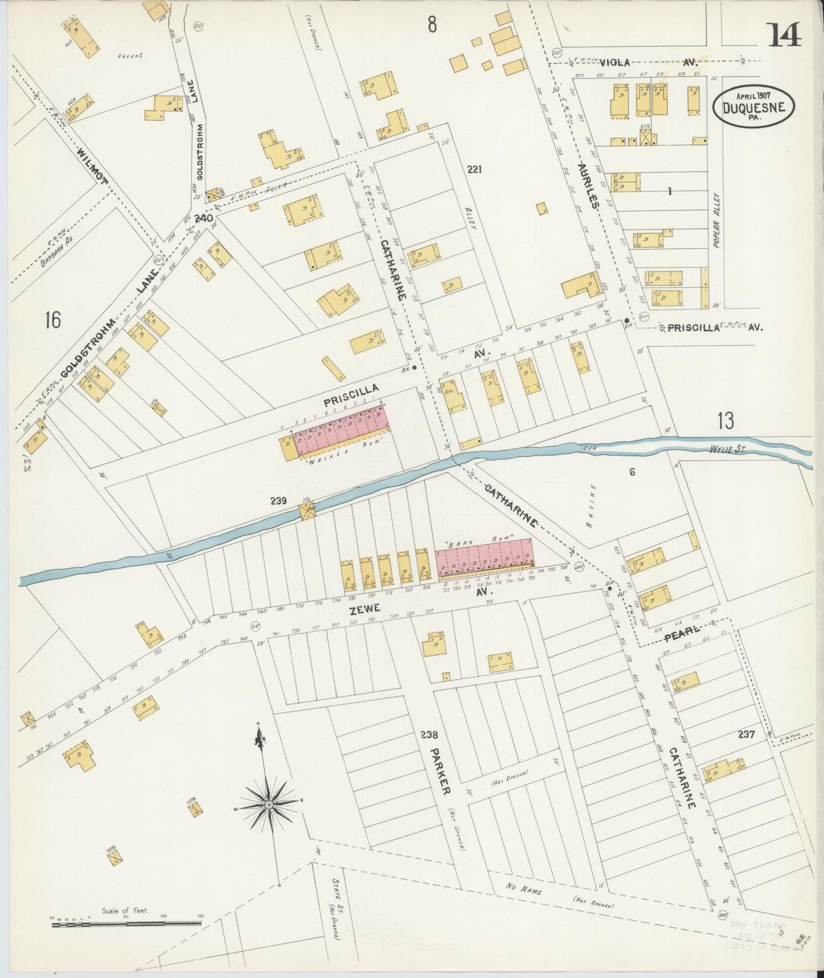 Sanborn Fire Insurance Map from Duquesne, Allegheny County, Pennsylvania (1907), Sheet #0014 - Complete Map Set gallery image, historic Sanborn map, vintage wall art, Pennsylvania Pennsylvania