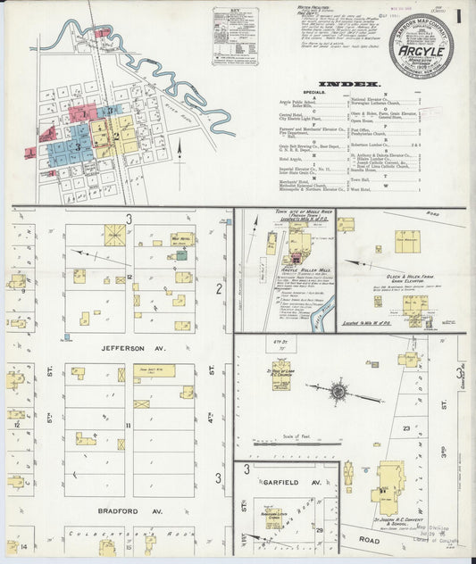 Sanborn Fire Insurance Map from Argyle, Marshall County, Minnesota (1909), Sheet #0001 - Complete Map Set gallery image, historic Sanborn map, vintage wall art, Minnesota Minnesota