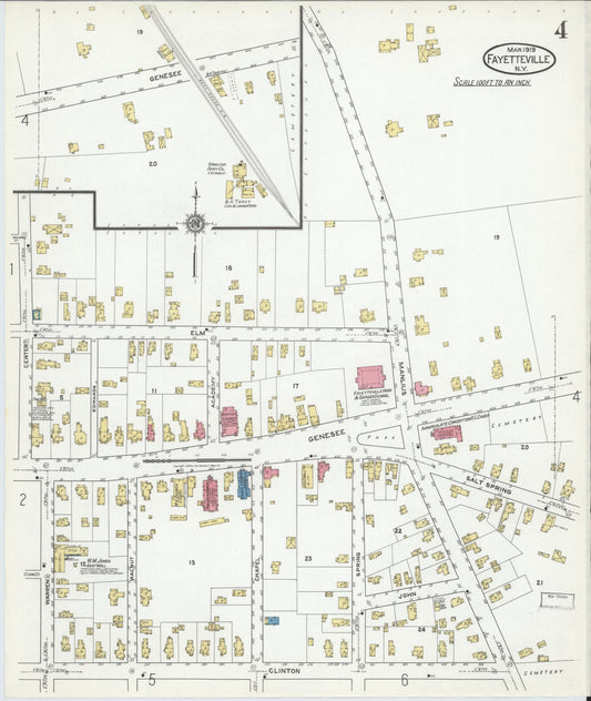 Sanborn Fire Insurance Map from Fayetteville, Onondaga County, New York (1919), Sheet #0004 - Historic Sanborn Fire Insurance Map Print, vintage old map wall art, antique decor, genealogy gift, New York New York map