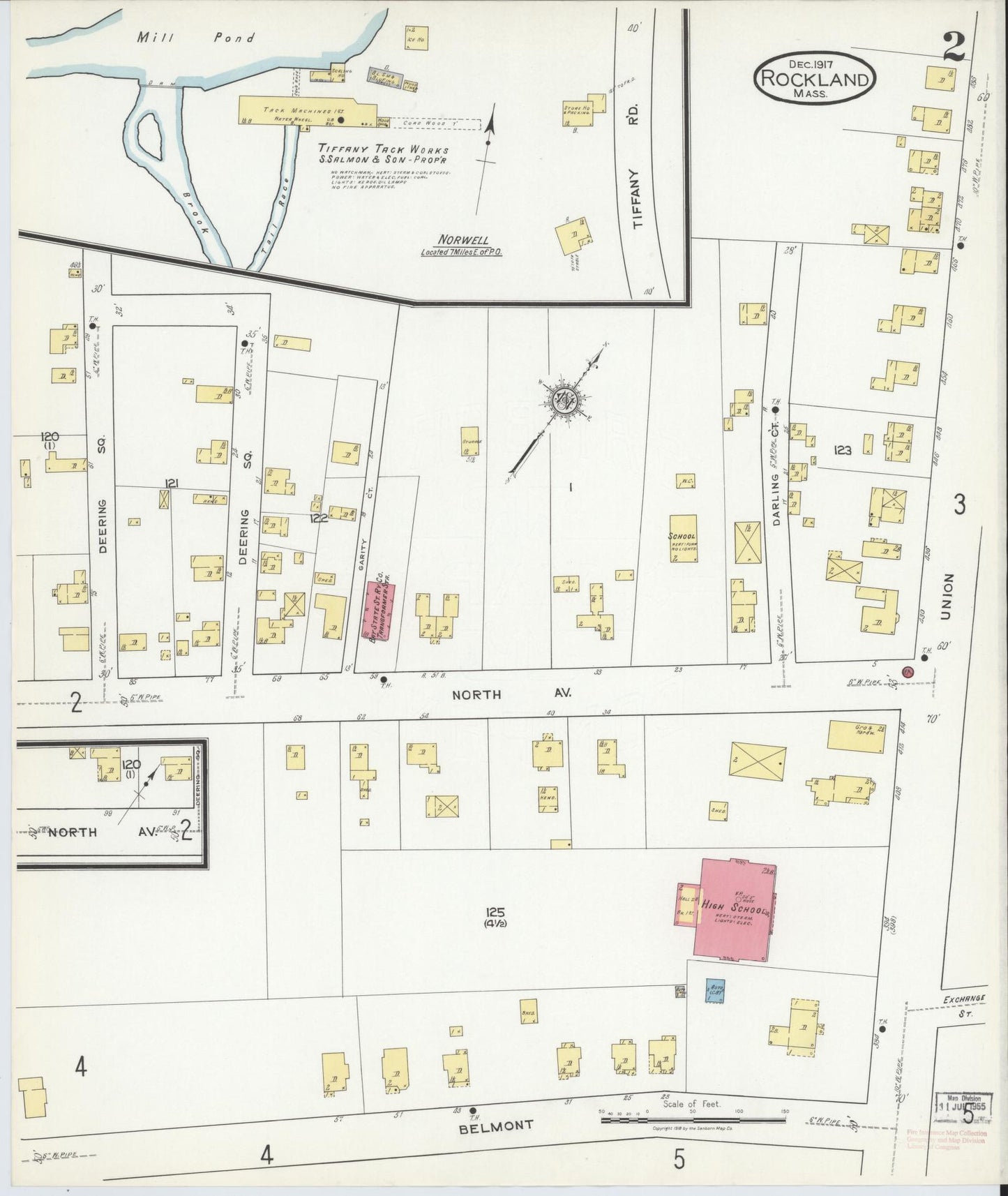 Sanborn Fire Insurance Map from Rockland, Plymouth County, Massachusetts (1917), Sheet #0002 - Complete Map Set gallery image, historic Sanborn map, vintage wall art, Massachusetts Massachusetts