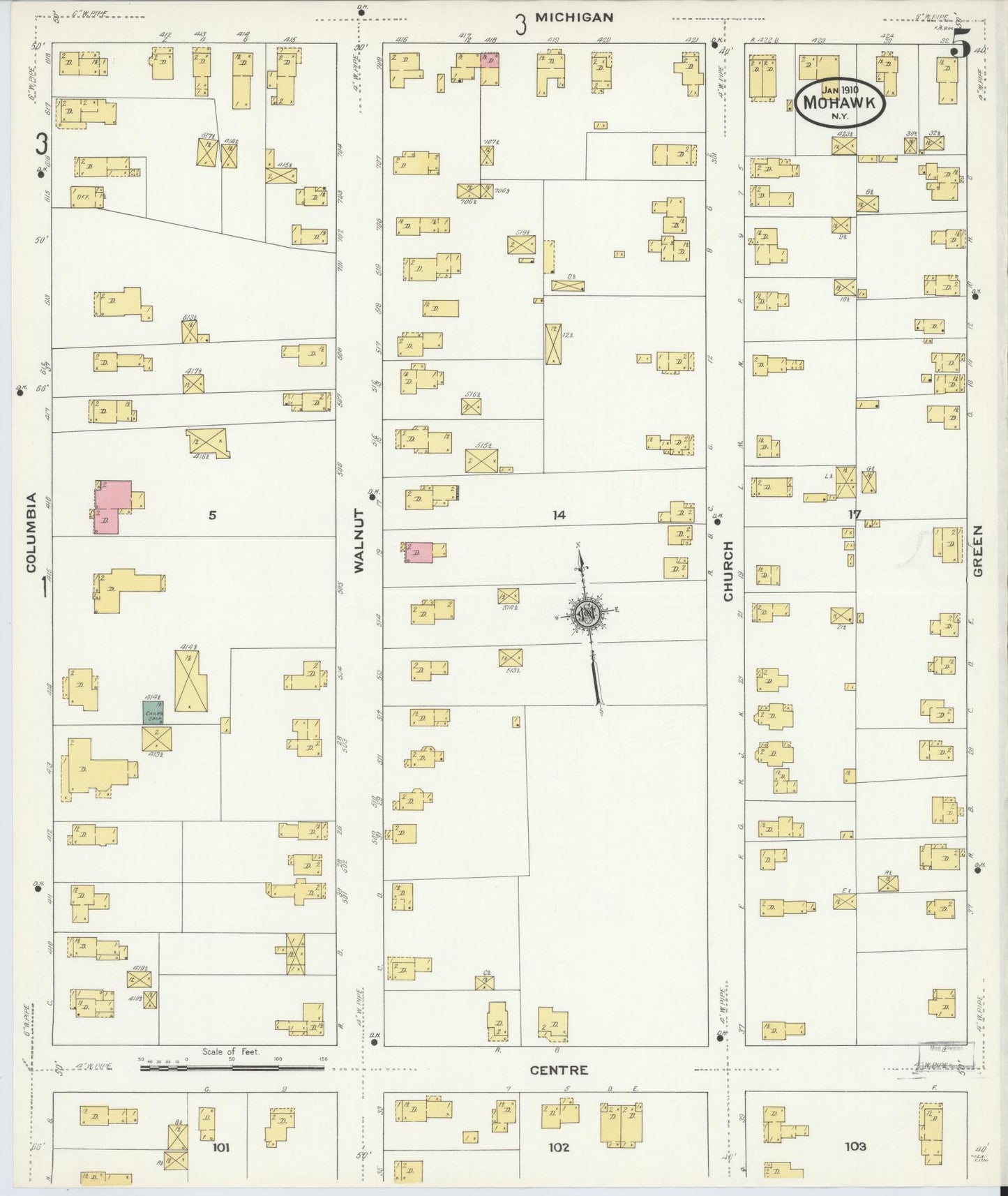 Sanborn Fire Insurance Map from Mohawk, Herkimer County, New York (1910), Sheet #0005 - Complete Map Set gallery image, historic Sanborn map, vintage wall art, New York New York