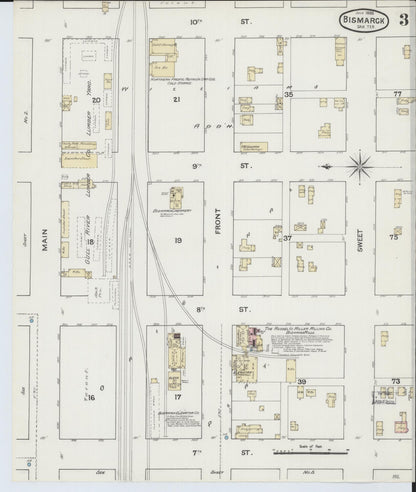 Sanborn Fire Insurance Map from Bismarck, Burleigh County, North Dakota (1888), Sheet #0003 - Complete Map Set gallery image, historic Sanborn map, vintage wall art, North Dakota North Dakota