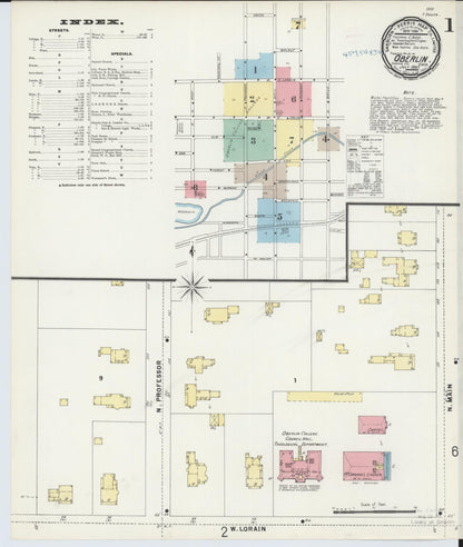 Sanborn Fire Insurance Map from Oberlin, Lorain County, Ohio (1897), Sheet #0001 - Historic Sanborn Fire Insurance Map Print, vintage old map wall art, antique decor, genealogy gift, Ohio Ohio map