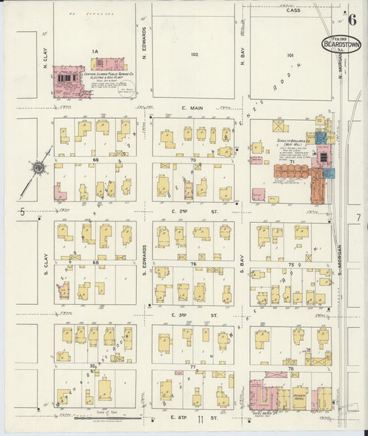 Sanborn Fire Insurance Map from Beardstown, Cass County, Illinois (1919), Sheet #0006 - Historic Sanborn Fire Insurance Map Print, vintage old map wall art, antique decor, genealogy gift, Illinois Illinois map
