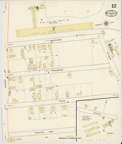 Sanborn Fire Insurance Map from Belmont, Middlesex County, Massachusetts (1915), Sheet #0012 - Complete Map Set gallery image, historic Sanborn map, vintage wall art, Massachusetts Massachusetts