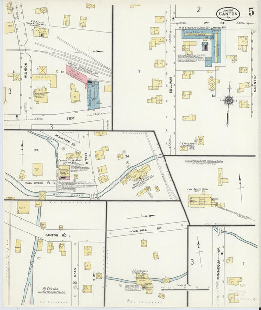 Sanborn Fire Insurance Map from Canton, Bradford County, Pennsylvania (1911), Sheet #0005 - Historic Sanborn Fire Insurance Map Print, vintage old map wall art, antique decor, genealogy gift, Pennsylvania Pennsylvania map