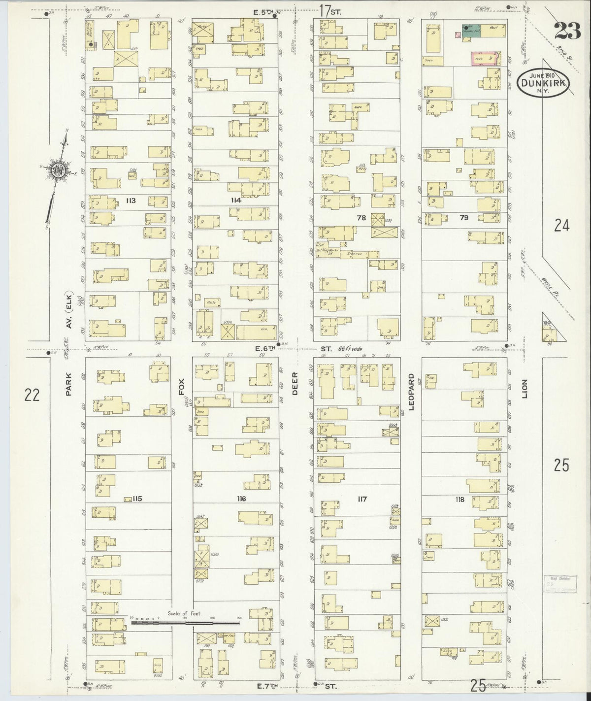 Sanborn Fire Insurance Map from Dunkirk, Chautauqua County, New York (1910), Sheet #0023 - Complete Map Set gallery image, historic Sanborn map, vintage wall art, New York New York