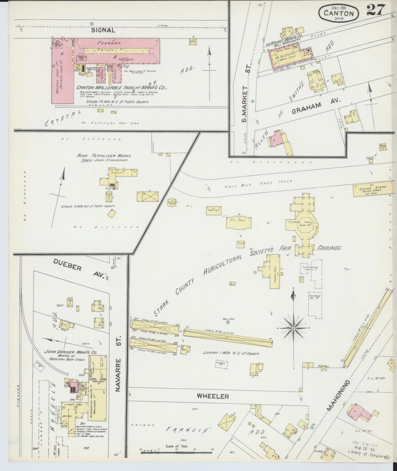 Sanborn Fire Insurance Map from Canton, Stark County, Ohio (1891), Sheet #0027 - Historic Sanborn Fire Insurance Map Print, vintage old map wall art, antique decor, genealogy gift, Ohio Ohio map