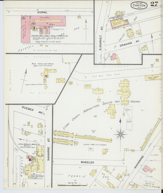 Sanborn Fire Insurance Map from Canton, Stark County, Ohio (1891), Sheet #0027 - Historic Sanborn Fire Insurance Map Print, vintage old map wall art, antique decor, genealogy gift, Ohio Ohio map
