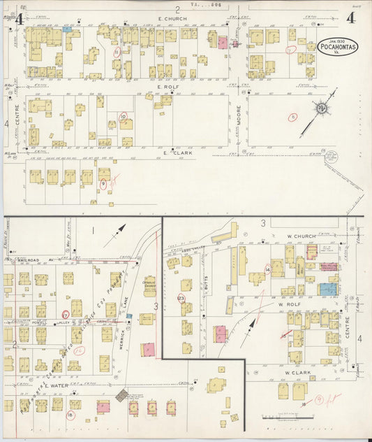 Sanborn Fire Insurance Map from Pocahontas, Tazewell County, Virginia (1930), Sheet #0004 - Historic Sanborn Fire Insurance Map Print, vintage old map wall art, antique decor, genealogy gift, Virginia Virginia map