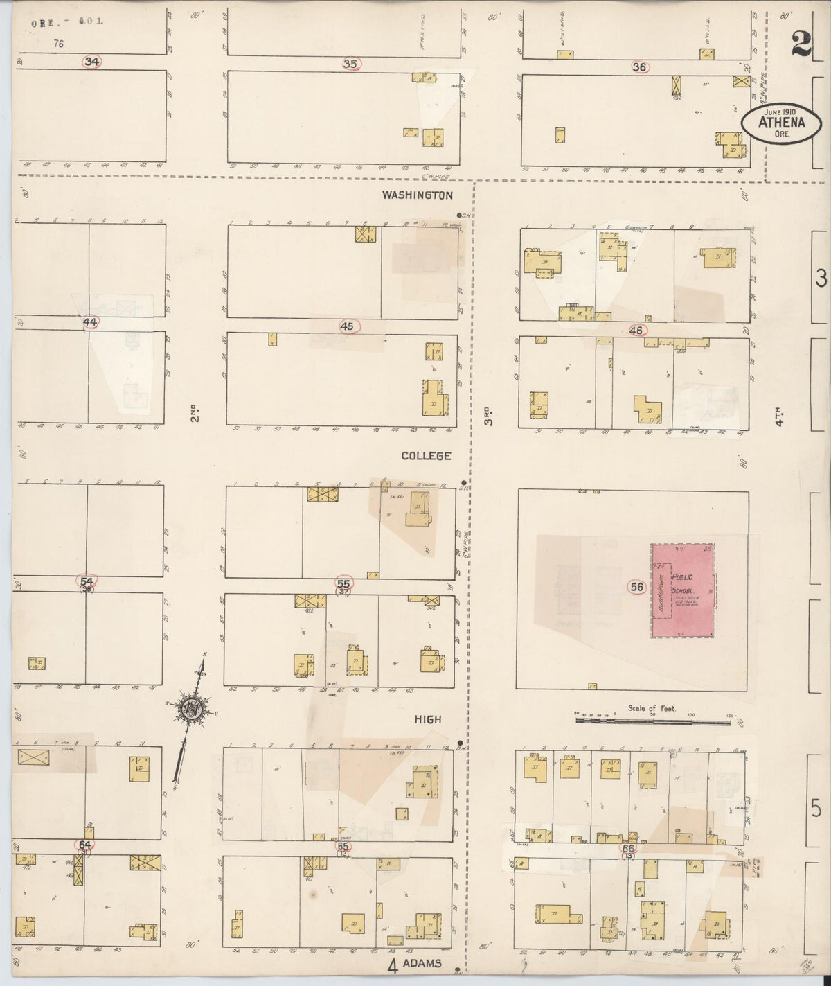 Sanborn Fire Insurance Map from Athena, Umatilla County, Oregon (1932), Sheet #0002 - Historic Sanborn Fire Insurance Map Print, vintage old map wall art, antique decor, genealogy gift, Oregon Oregon map
