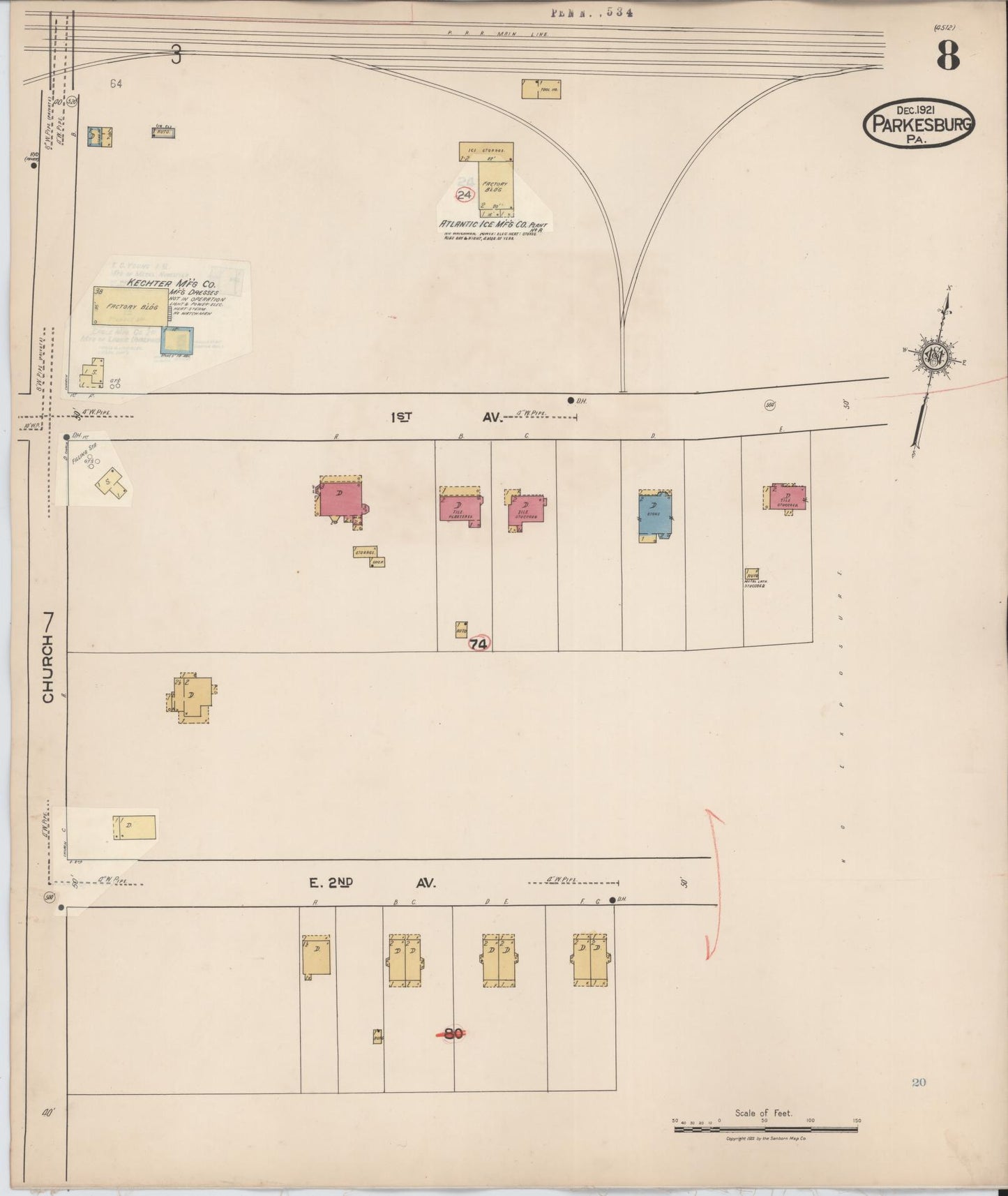 Sanborn Fire Insurance Map from Parkesburg, Chester County, Pennsylvania (1934), Sheet #0008 - Complete Map Set gallery image, historic Sanborn map, vintage wall art, Pennsylvania Pennsylvania