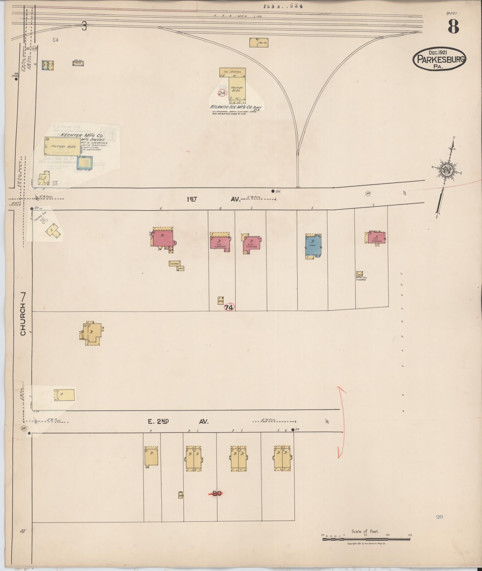 Sanborn Fire Insurance Map from Parkesburg, Chester County, Pennsylvania (1934), Sheet #0008 - Complete Map Set gallery image, historic Sanborn map, vintage wall art, Pennsylvania Pennsylvania