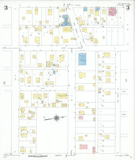 Sanborn Fire Insurance Map from Port Neches, Jefferson County, Texas (1949), Sheet #0003 - Historic Sanborn Fire Insurance Map Print, vintage old map wall art, antique decor, genealogy gift, Texas Texas map