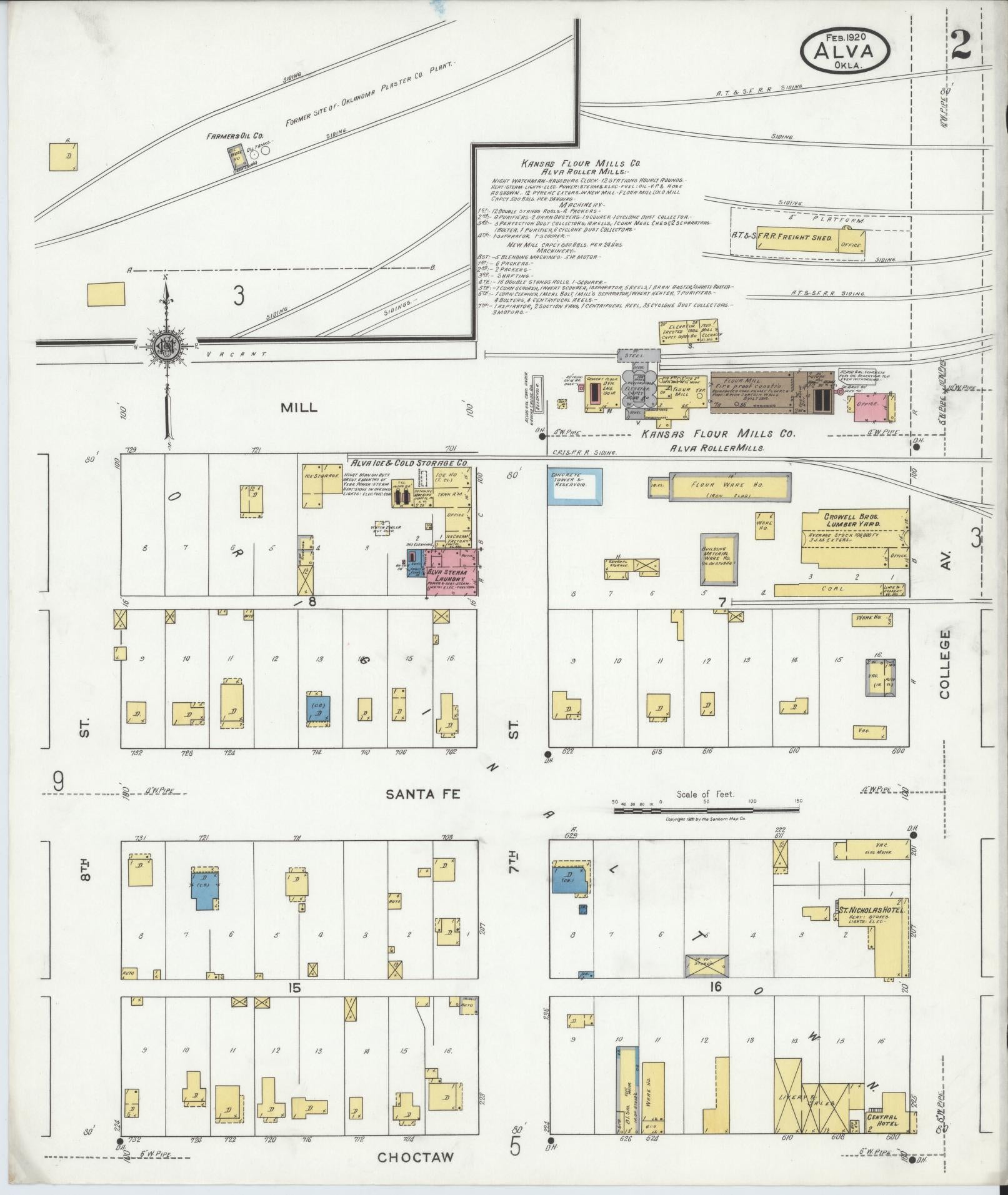 Sanborn Fire Insurance Map from Alva, Woods County, Oklahoma (1920), Sheet #0002 - Historic Sanborn Fire Insurance Map Print, vintage old map wall art, antique decor, genealogy gift, Oklahoma Oklahoma map