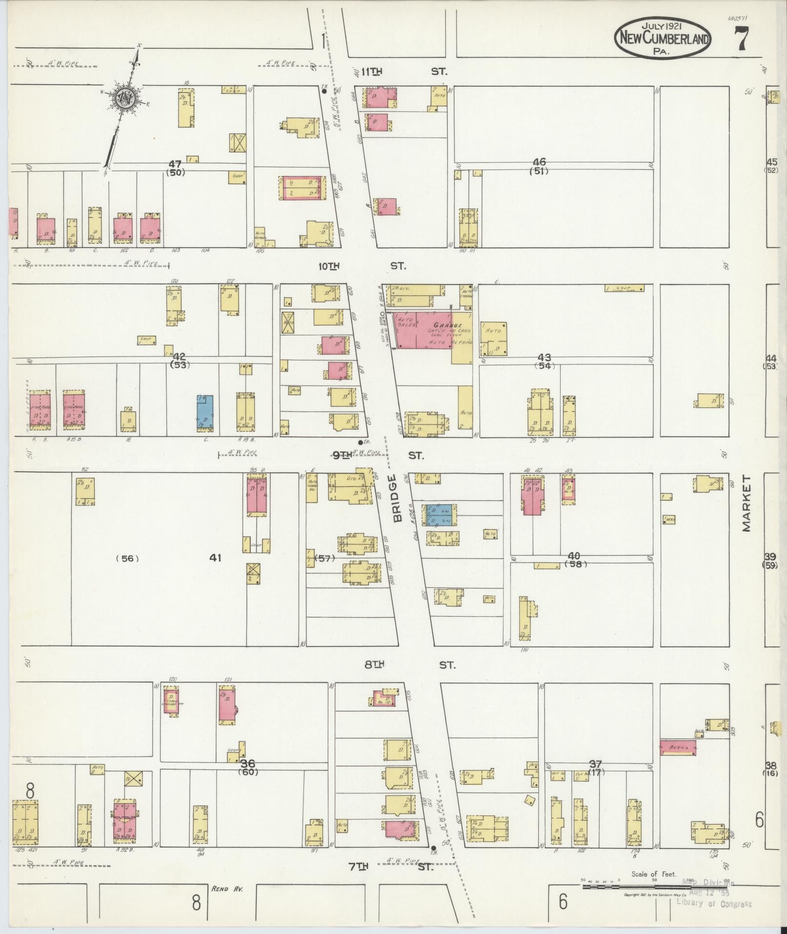 Sanborn Fire Insurance Map from New Cumberland, Cumberland County, Pennsylvania (1921), Sheet #0007 - Complete Map Set gallery image, historic Sanborn map, vintage wall art, Pennsylvania Pennsylvania