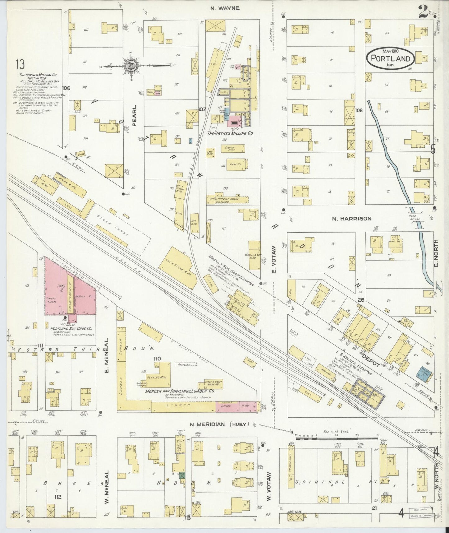 Sanborn Fire Insurance Map from Portland, Jay County, Indiana (1910), Sheet #0002 - Complete Map Set gallery image, historic Sanborn map, vintage wall art, Indiana Indiana