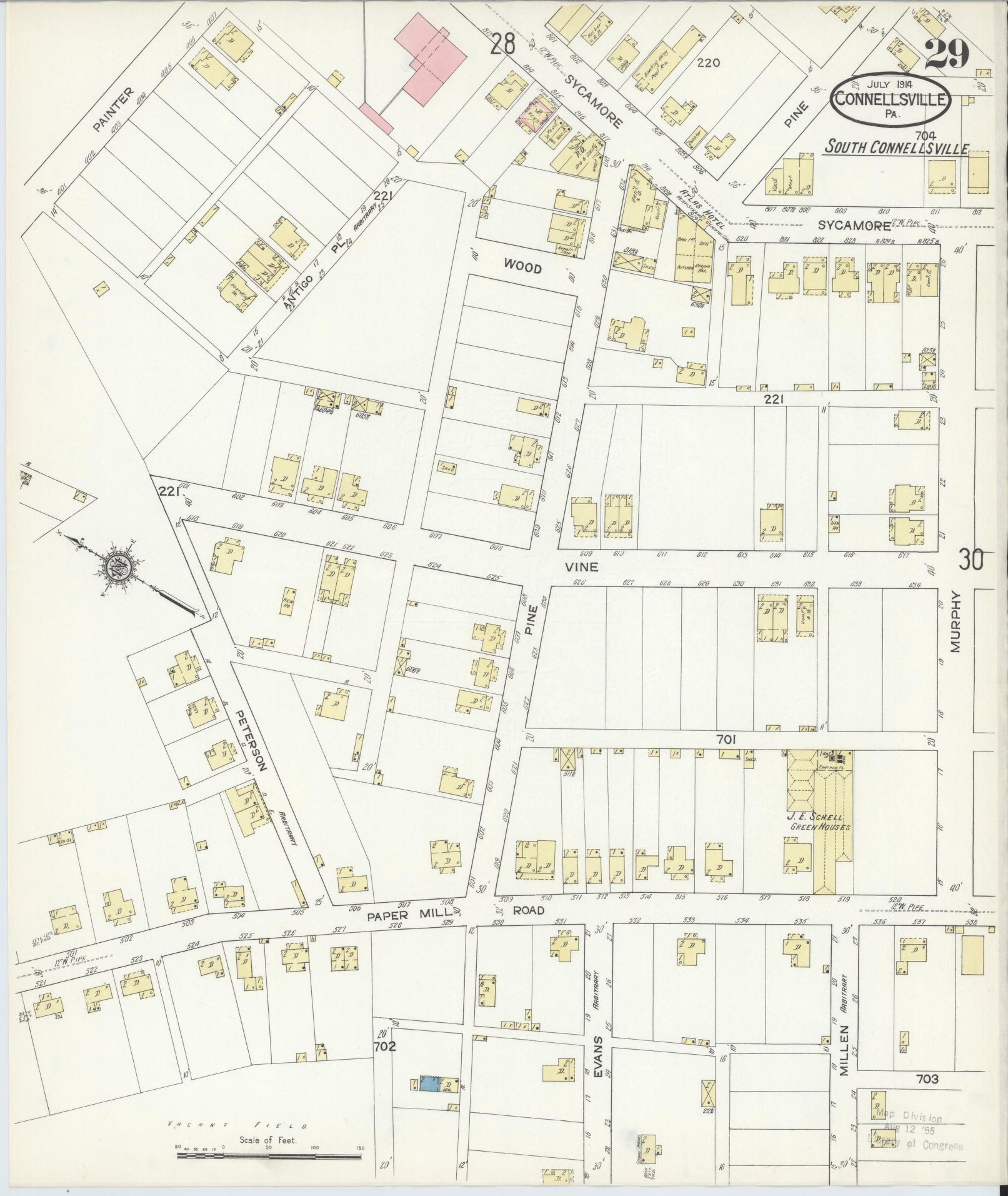 Sanborn Fire Insurance Map from Connellsville, Fayette County, Pennsylvania (1914), Sheet #0029 - Historic Sanborn Fire Insurance Map Print, vintage old map wall art, antique decor, genealogy gift, Pennsylvania Pennsylvania map