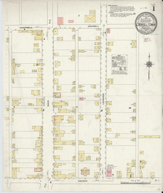 Sanborn Fire Insurance Map from Carrolltown, Cambria County, Pennsylvania (1910), Sheet #0001 - Historic Sanborn Fire Insurance Map Print, vintage old map wall art, antique decor, genealogy gift, Pennsylvania Pennsylvania map
