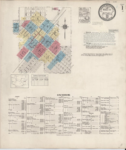 Sanborn Fire Insurance Map from Ritzville, Adams County, Washington (1939), Sheet #0001 - Complete Map Set gallery image, historic Sanborn map, vintage wall art, Washington Washington