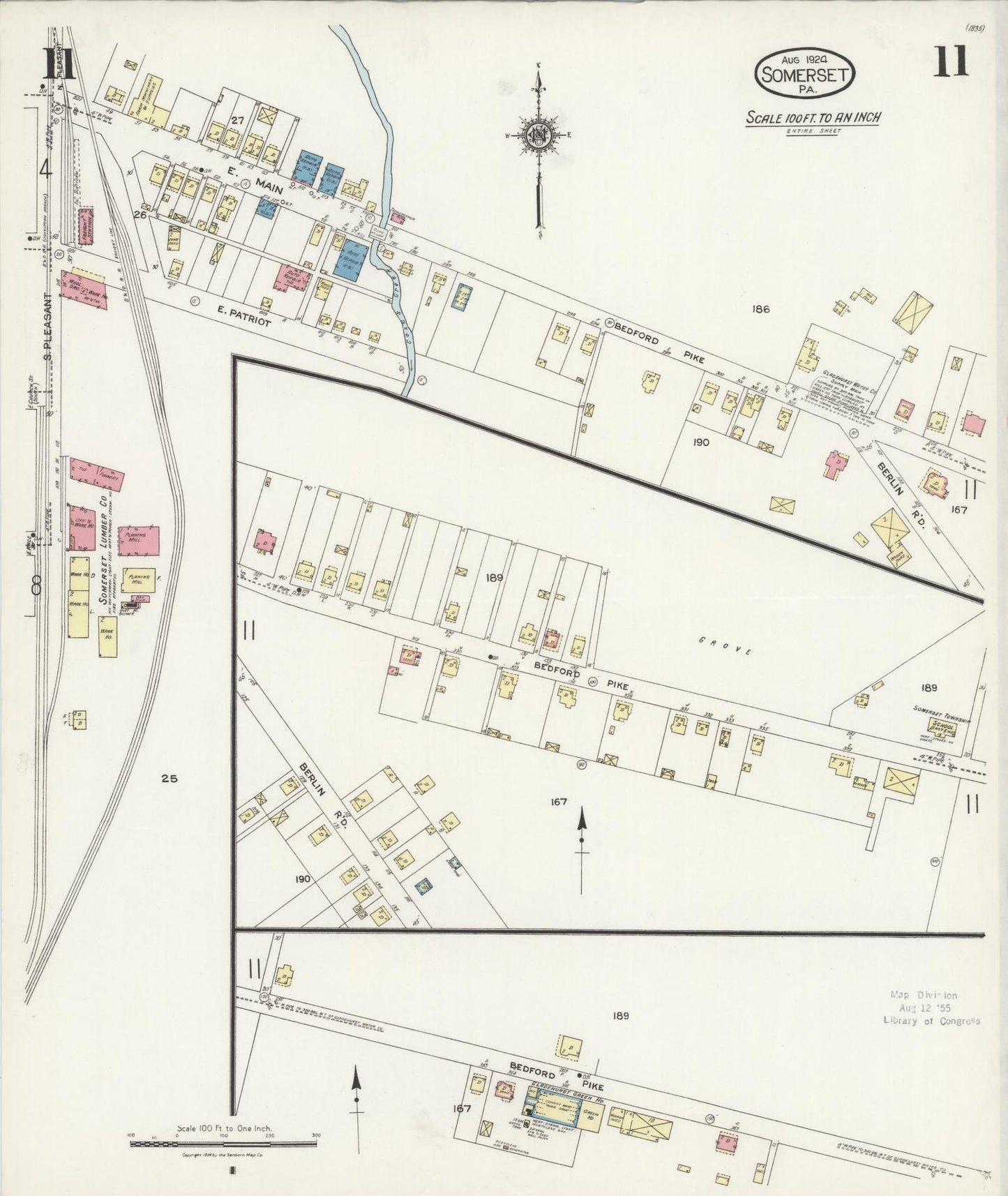 Sanborn Fire Insurance Map from Somerset, Somerset County, Pennsylvania (1924), Sheet #0011 - Complete Map Set gallery image, historic Sanborn map, vintage wall art, Pennsylvania Pennsylvania