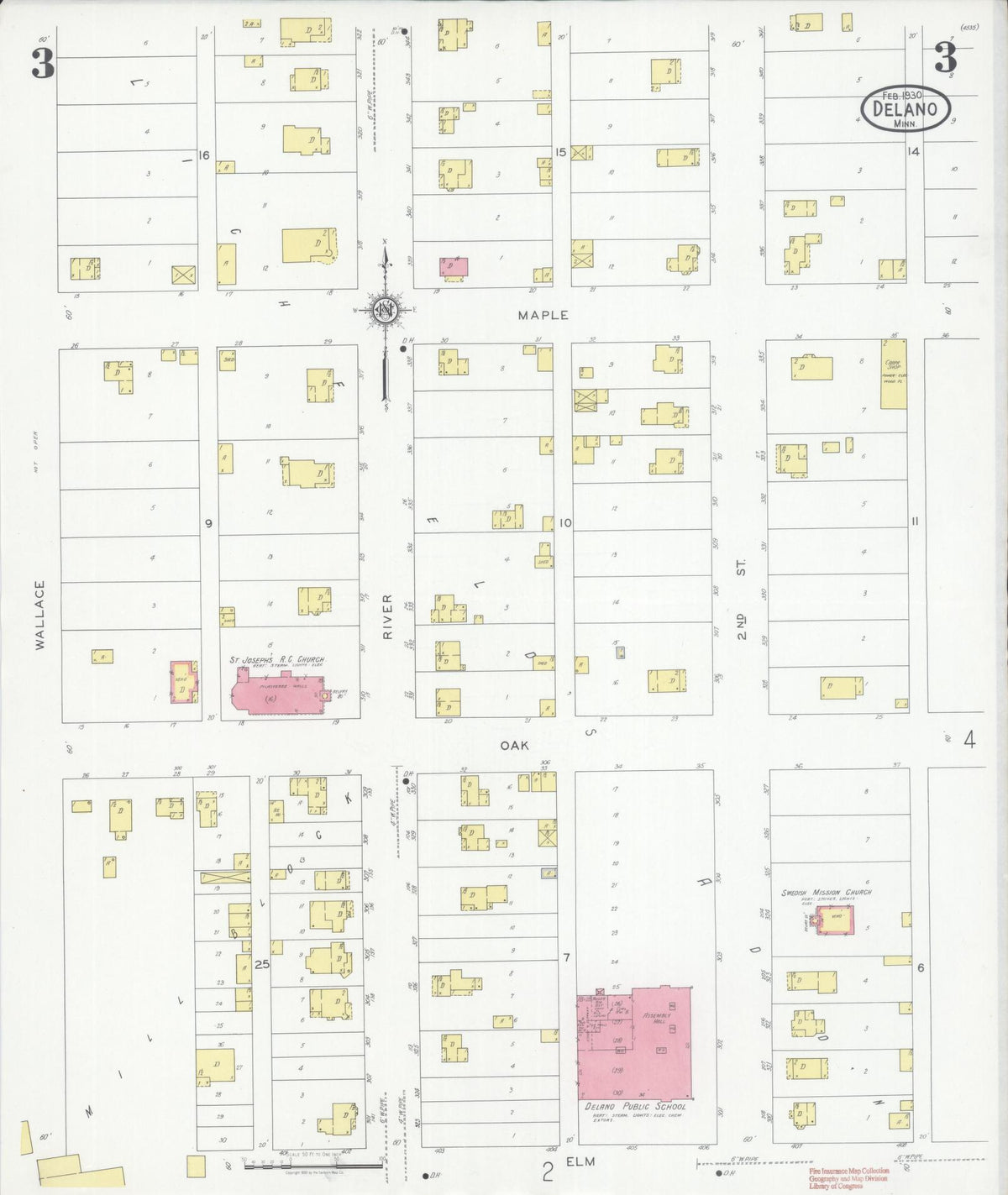 Sanborn Fire Insurance Map from Delano, Wright County, Minnesota (1930), Sheet #0003 - Historic Sanborn Fire Insurance Map Print, vintage old map wall art, antique decor, genealogy gift, Minnesota Minnesota map