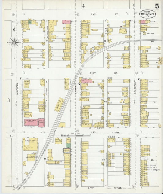 Sanborn Fire Insurance Map from Mount Carmel, Northumberland County, Pennsylvania (1901), Sheet #0005 - Historic Sanborn Fire Insurance Map Print, vintage old map wall art, antique decor, genealogy gift, Pennsylvania Pennsylvania map