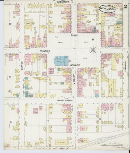 Sanborn Fire Insurance Map from New Lisbon, Columbiana County, Ohio (1887), Sheet #0002 - Historic Sanborn Fire Insurance Map Print, vintage old map wall art, antique decor, genealogy gift, Ohio Ohio map