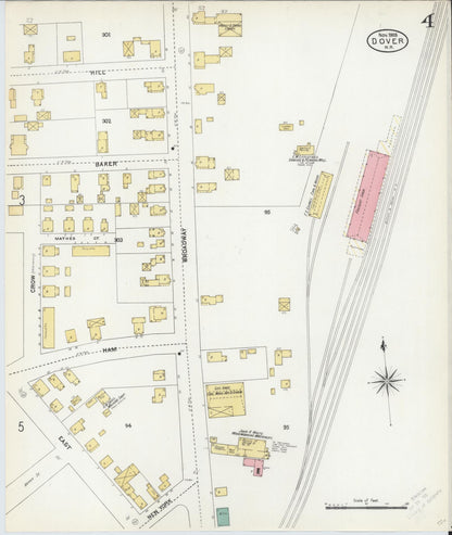 Sanborn Fire Insurance Map from Dover, Strafford County, New Hampshire (1905), Sheet #0004 - Complete Map Set gallery image, historic Sanborn map, vintage wall art, New Hampshire New Hampshire