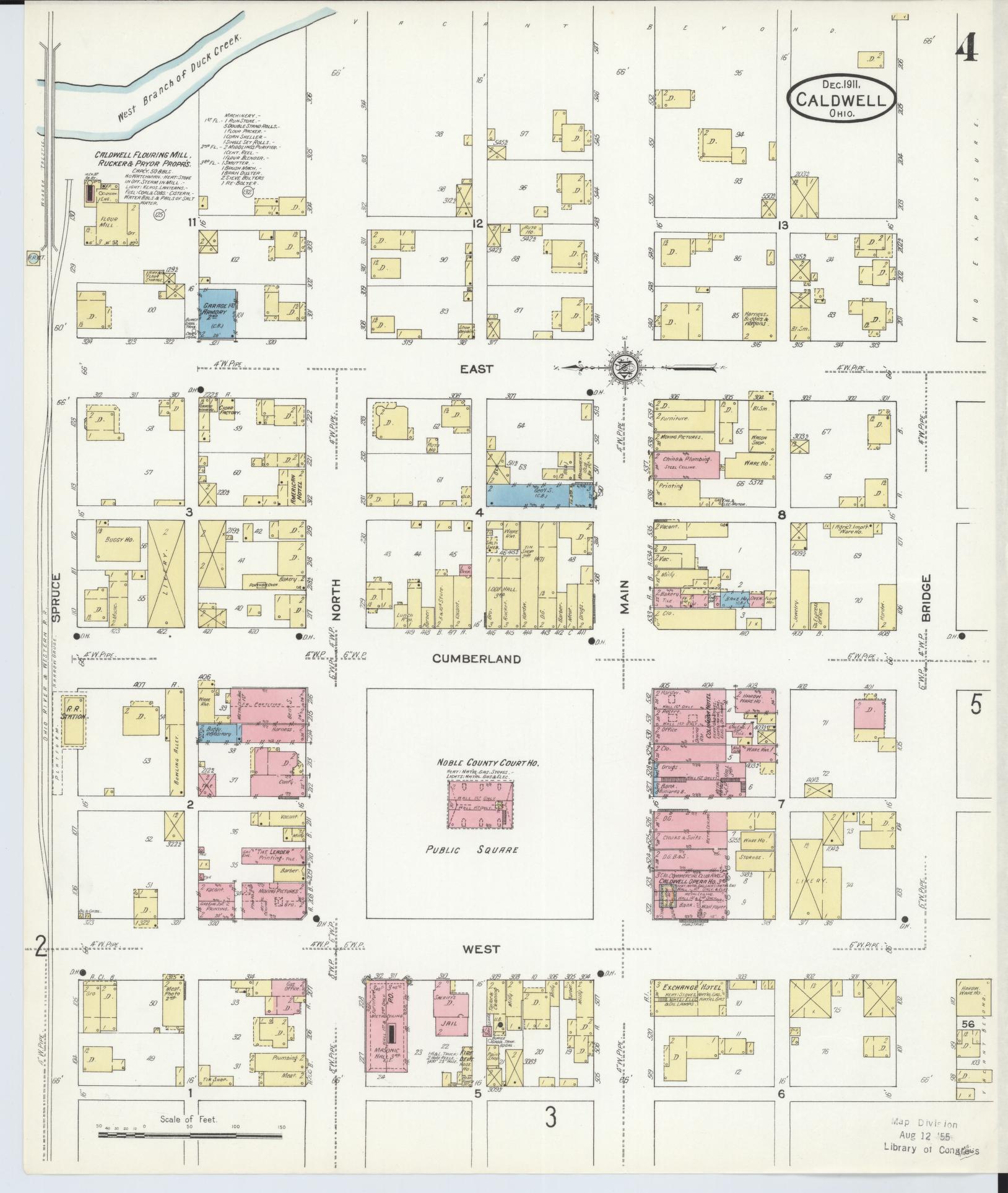 Sanborn Fire Insurance Map from Caldwell, Noble County, Ohio (1911), Sheet #0004 - Complete Map Set gallery image, historic Sanborn map, vintage wall art, Ohio Ohio
