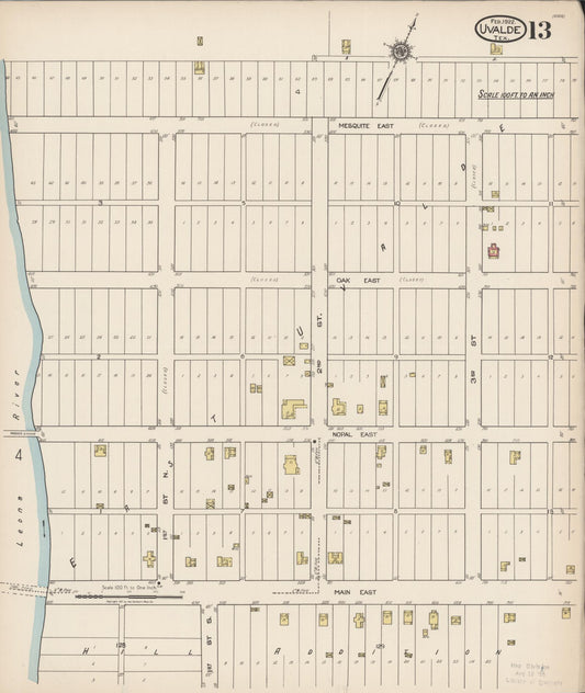 Sanborn Fire Insurance Map from Uvalde, Uvalde County, Texas (1922), Sheet #0013 - Historic Sanborn Fire Insurance Map Print, vintage old map wall art, antique decor, genealogy gift, Texas Texas map