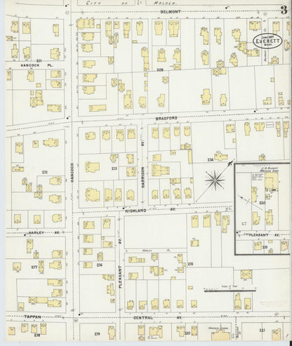 Sanborn Fire Insurance Map from Everett, Middlesex County, Massachusetts (1897), Sheet #0003 - Complete Map Set gallery image, historic Sanborn map, vintage wall art, Massachusetts Massachusetts