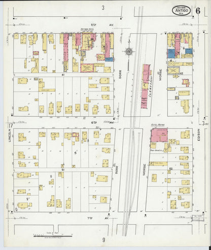 Sanborn Fire Insurance Map from Antigo, Langlade County, Wisconsin (1919), Sheet #0006 - Complete Map Set gallery image, historic Sanborn map, vintage wall art, Wisconsin Wisconsin