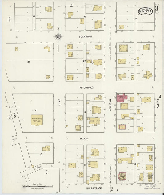 Sanborn Fire Insurance Map from Mineola, Wood County, Texas (1921), Sheet #0003 - Historic Sanborn Fire Insurance Map Print, vintage old map wall art, antique decor, genealogy gift, Texas Texas map