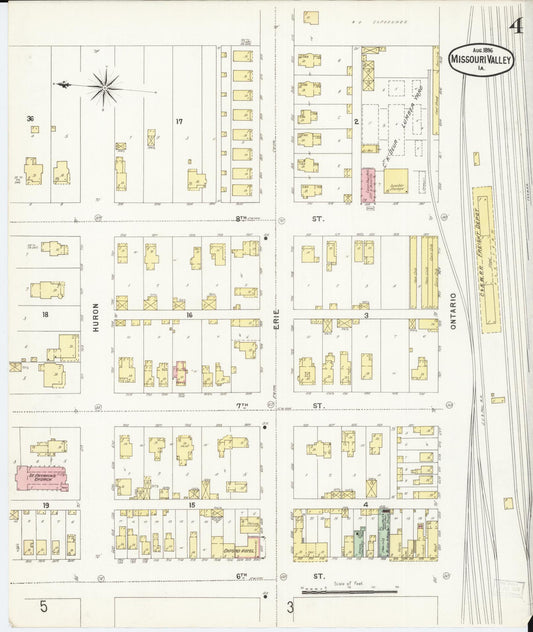 Sanborn Fire Insurance Map from Missouri Valley, Harrison County, Iowa (1896), Sheet #0004 - Historic Sanborn Fire Insurance Map Print, vintage old map wall art