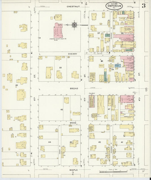 Sanborn Fire Insurance Map from Emporium, Cameron County, Pennsylvania (1909), Sheet #0003 - Historic Sanborn Fire Insurance Map Print, vintage old map wall art, antique decor, genealogy gift, Pennsylvania Pennsylvania map