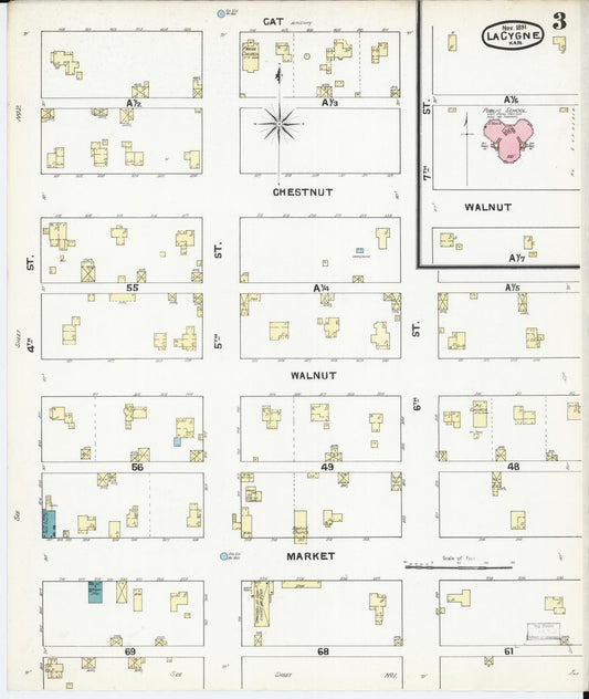 Sanborn Fire Insurance Map from La Cynge, Linn County, Kansas (1891), Sheet #0003 - Historic Sanborn Fire Insurance Map Print, vintage old map wall art, antique decor, genealogy gift, Kansas Kansas map