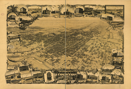 The city of Stockton, San Joaquin County, Cal. 1895. (1895) – Historic Bird’s-Eye View Panorama Print