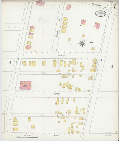 Sanborn Fire Insurance Map from Oakmont, Allegheny County, Pennsylvania (1905), Sheet #0007 - Complete Map Set gallery image, historic Sanborn map, vintage wall art, Pennsylvania Pennsylvania