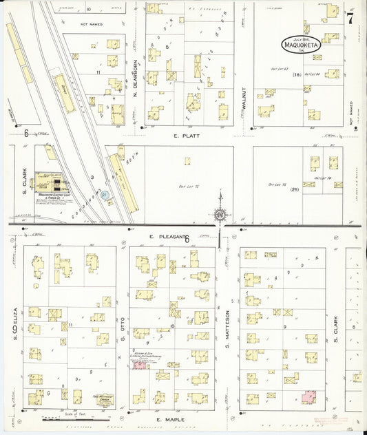 Sanborn Fire Insurance Map from Maquoketa, Jackson County, Iowa (1914), Sheet #0007 - Historic Sanborn Fire Insurance Map Print, vintage old map wall art