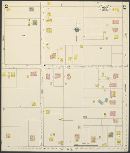 Sanborn Fire Insurance Map from Mesa, Maricopa County, Arizona (1923), Sheet #0002 - Complete Map Set gallery image, historic Sanborn map, vintage wall art, Arizona Arizona