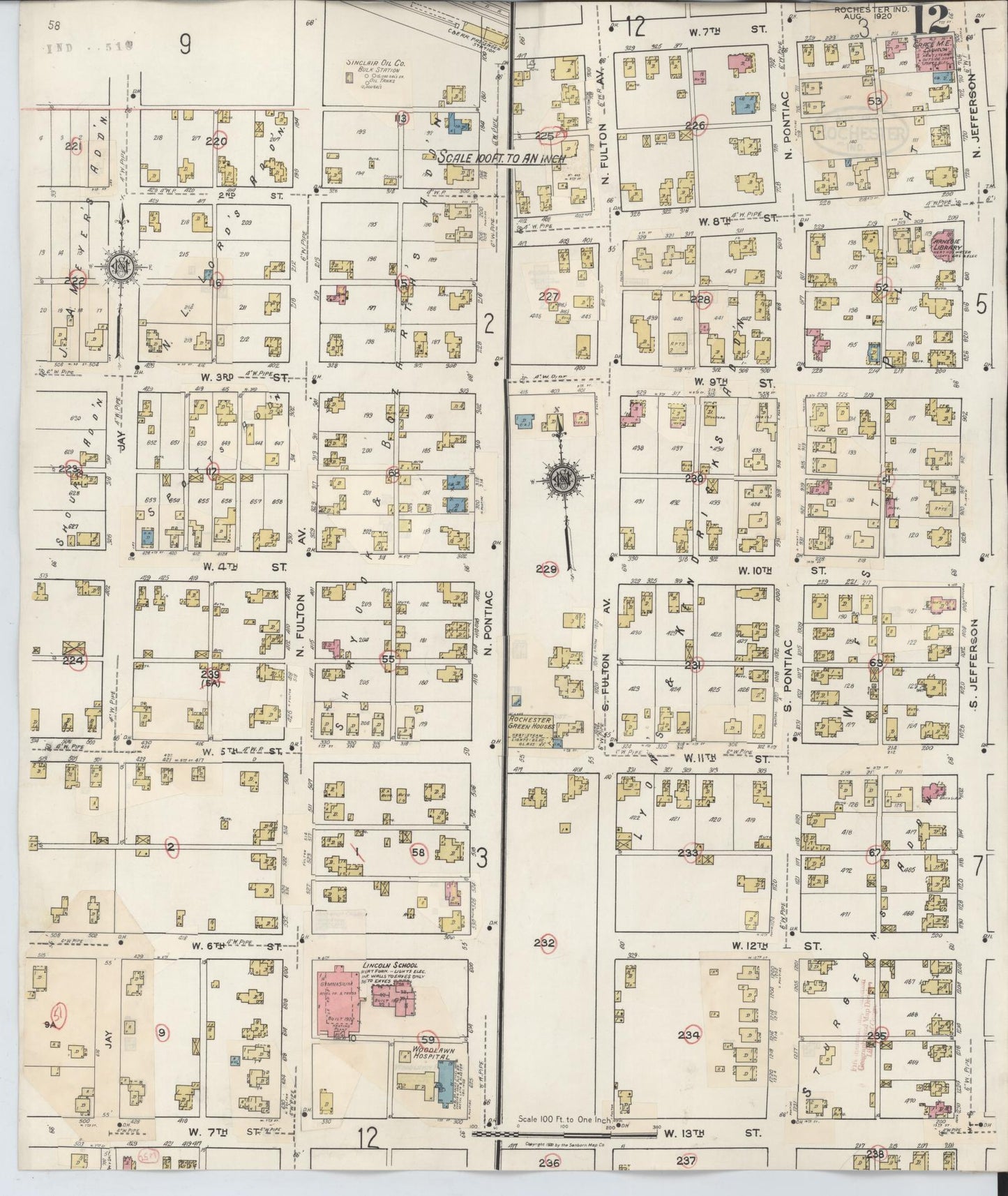 Sanborn Fire Insurance Map from Rochester, Fulton County, Indiana (1942), Sheet #0012 - Complete Map Set gallery image, historic Sanborn map, vintage wall art, Indiana Indiana