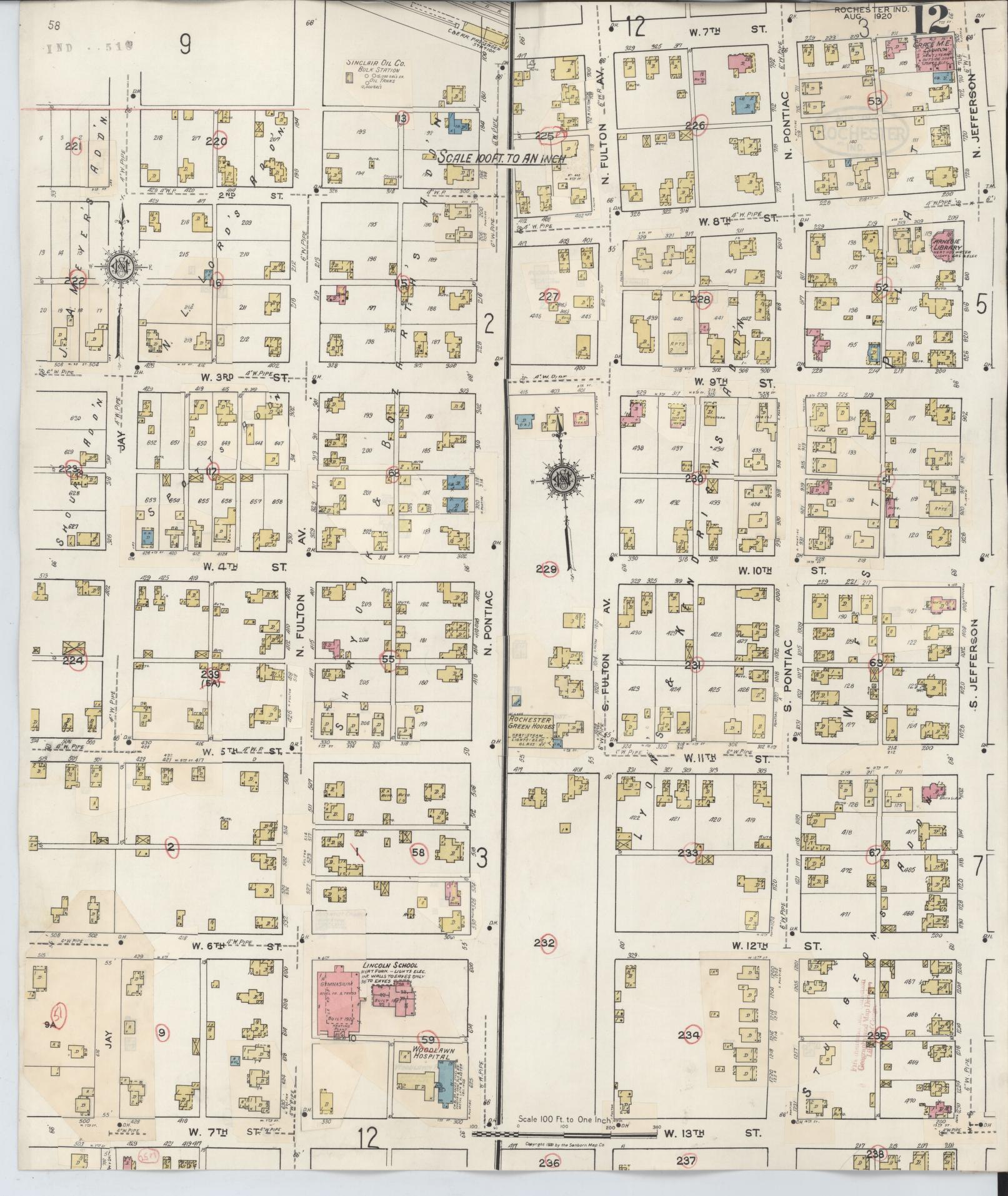 Sanborn Fire Insurance Map from Rochester, Fulton County, Indiana (1942), Sheet #0012 - Complete Map Set gallery image, historic Sanborn map, vintage wall art, Indiana Indiana