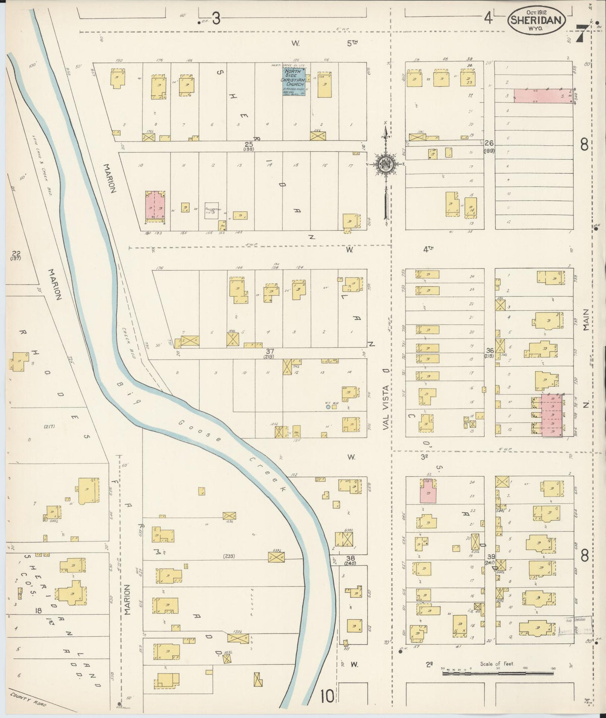 Sanborn Fire Insurance Map from Sheridan, Sheridan County, Wyoming (1912), Sheet #0007 - Complete Map Set gallery image, historic Sanborn map, vintage wall art, Wyoming Wyoming