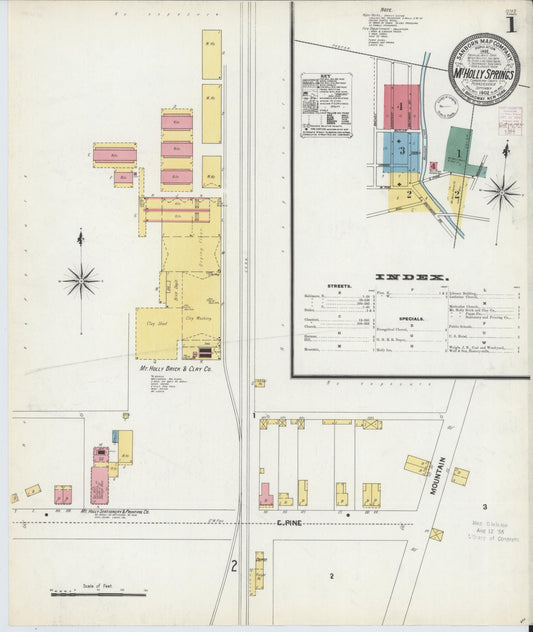 Sanborn Fire Insurance Map from Mount Holly Springs, Cumberland County, Pennsylvania (1902), Sheet #0001 - Historic Sanborn Fire Insurance Map Print, vintage old map wall art, antique decor, genealogy gift, Pennsylvania Pennsylvania map